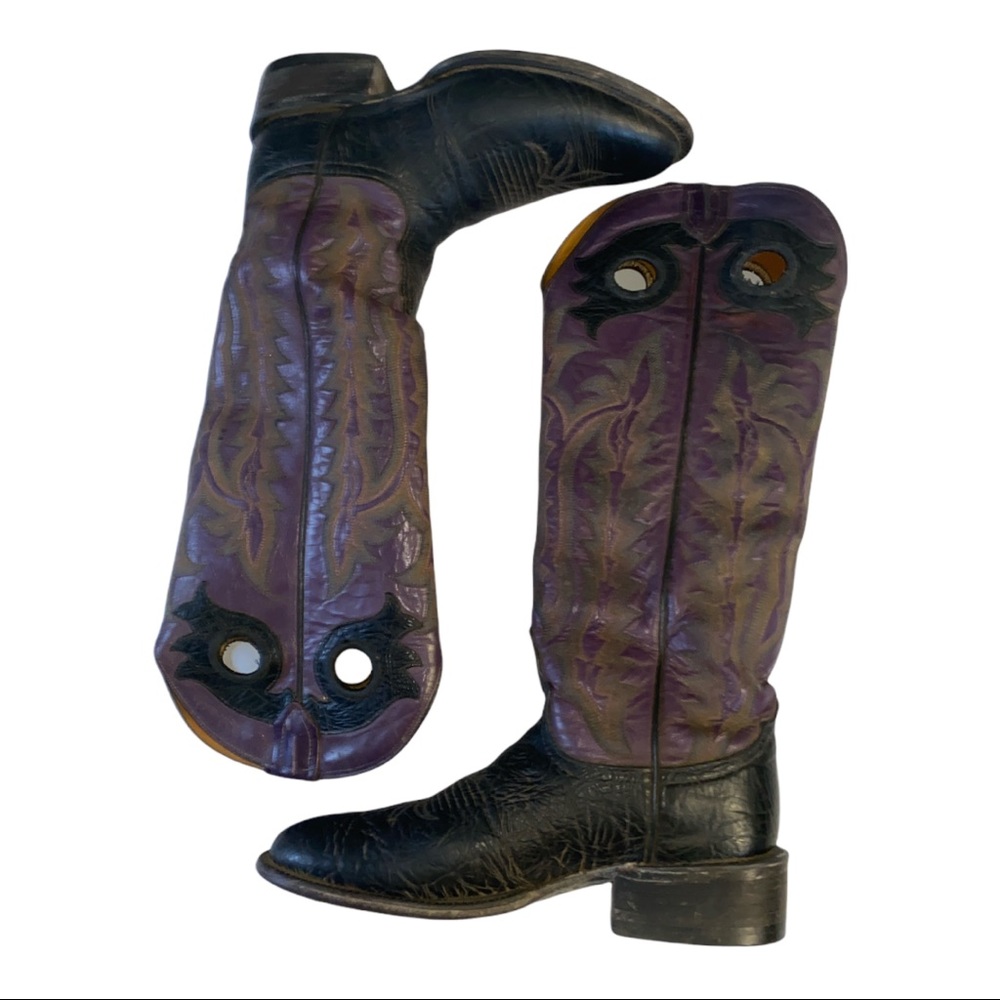Nocona Purple and Black  Tall Cowboy Boots Size 5